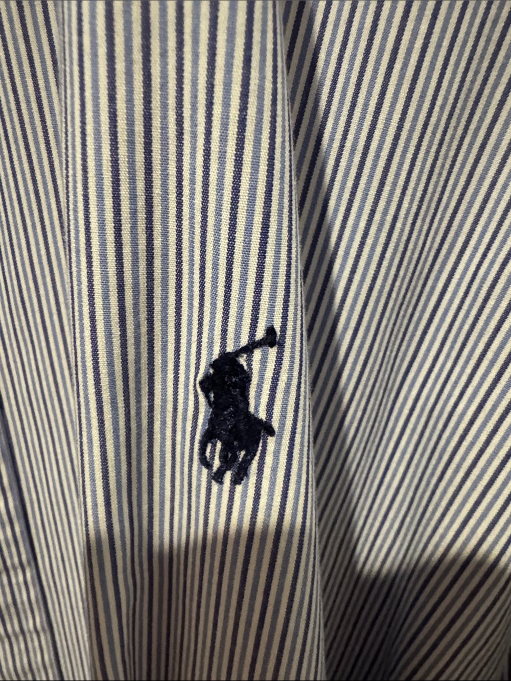 Polo by Ralph Lauren Blue and White Pinstripe Dress Shirt - Picture 3 of 6